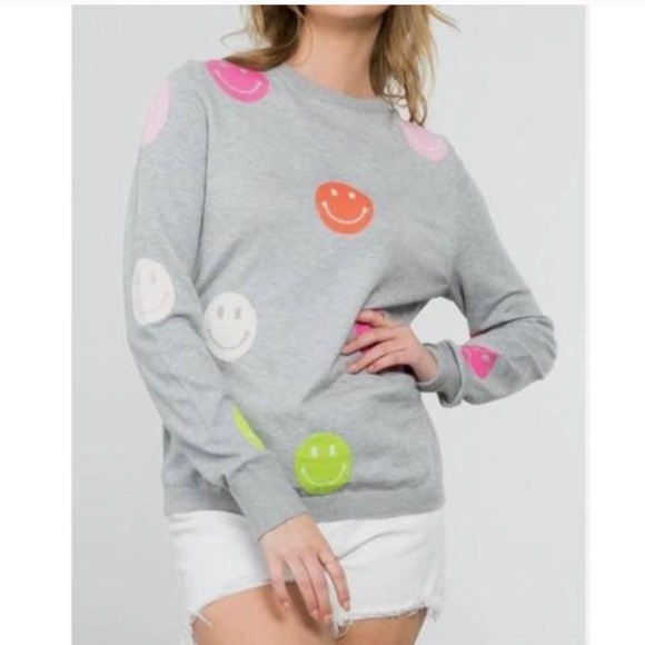 THML smiley face sweater grey size XS - Picture 2 of 6
